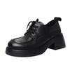 One-pedal women's single shoes spring and summer new medium thick heel soft leather breathable and comfortable small leather shoes