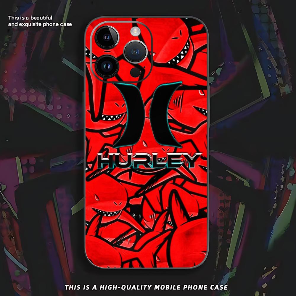 Hot Brand Hurley Phone Case For iPhone 17 16 e 15 14 13 12 11 XS XR Plus Mini Pro Max Soft black Shockproof Cover