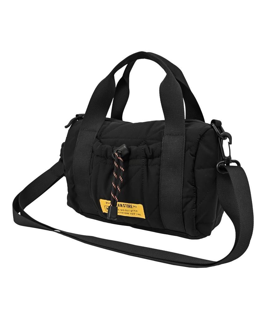 KiU Square Padded Mini Boston Mini Bag with Shoulder Strap and Bag, Waterproof, Water-Repellent, Quilted, Pocket, Simple, Stylish, Cute, Casual,