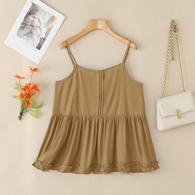 

ZANZEA Женские летние повседневные топы-майки без рукавов на бретелях 4XL хаки