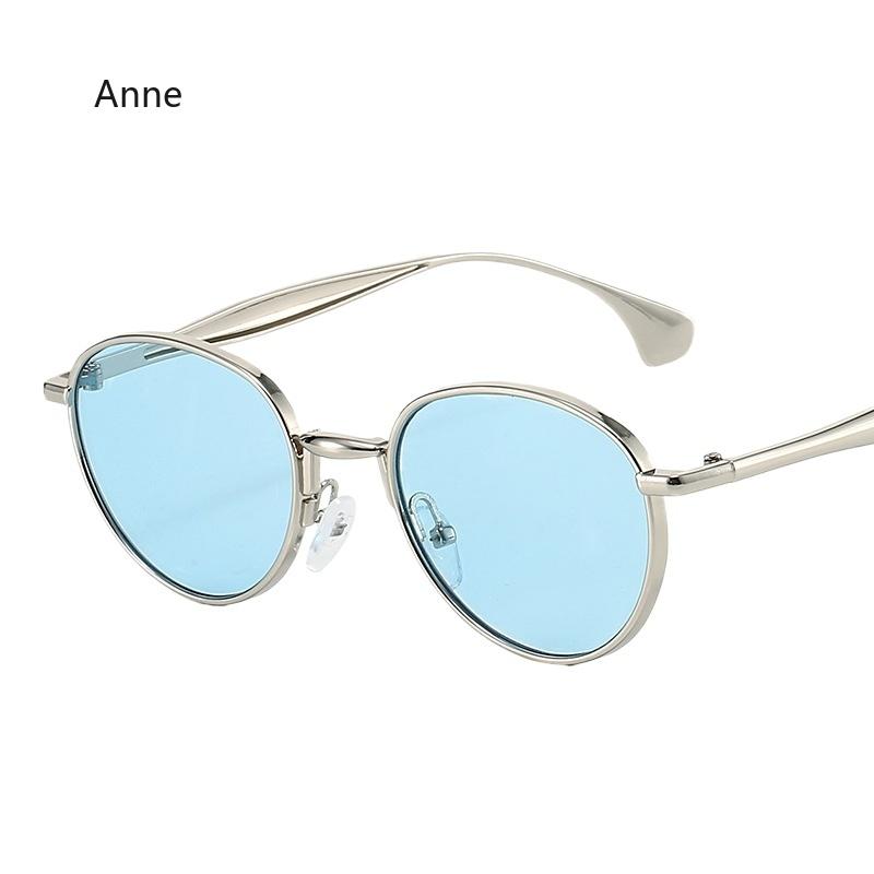 Retro Metal Oval Sunglasses Women Shades UV400 Fashion Punk Men Blue Sun Glasses Lentes De Sol Mujer