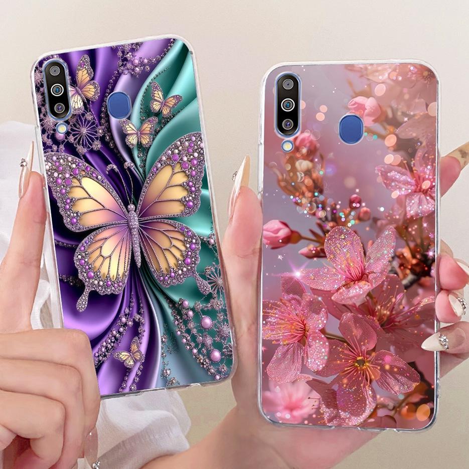 For Samsung Galaxy M10 M20 M30 Case Luxury Butterfly Tree Painted Cover Soft Slim Phone Case For Samsung M10 M20 M30 Fundas Bags