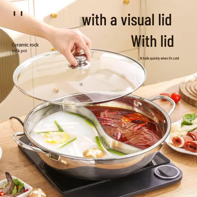 Jingzhouyuan Verdickter Edelstahl-Hot Pot mit Doppelgriffen