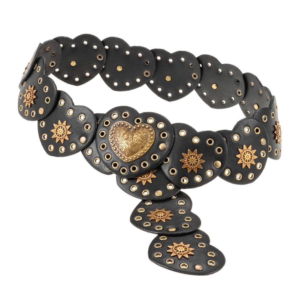 Cinto oco estilo ocidental exagerado cowboy cinto de disco largo para mulheres