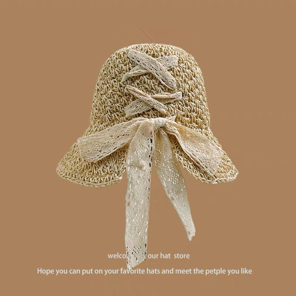 Hat Women's Spring and Summer Versatile Big Brim Straw Hat Summer Seaside Bucket Hat Face Small Sunscreen Hat Sun Hat
