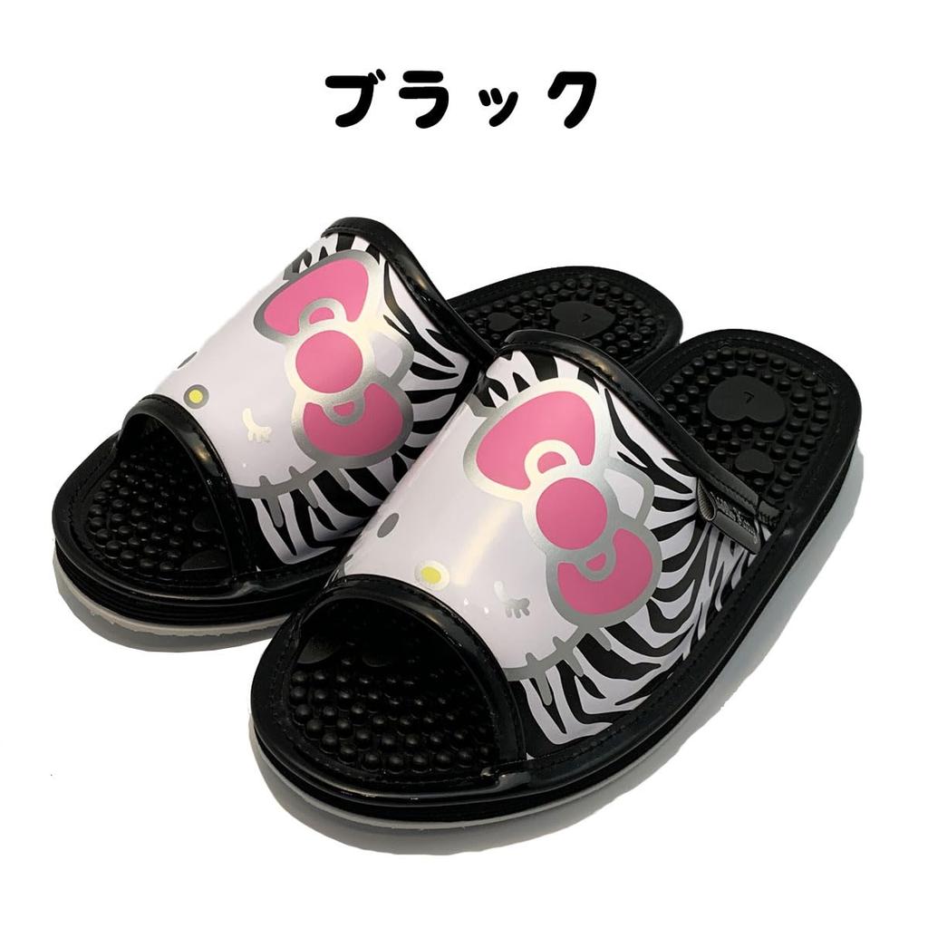 Healthy Sanrio Animal Design SAHS004 Hello Size Japanese-made Sandals, (Black Kitty, 25.0 cm)