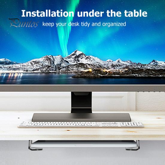 Heavy Duty Laptop Stand 3Pcs Under-Desk Storage Mount with Anti-Scratch Pad Adjustable Computer Holder Wall Device Rack Office