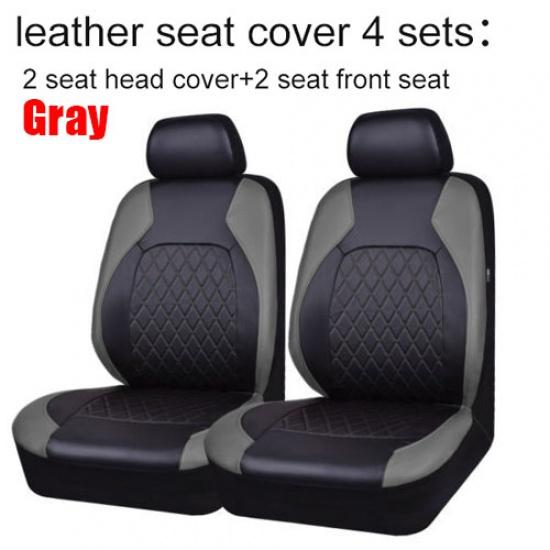 

Универсальные чехлы на автомобильные сиденья из искусственной кожи, совместимая с подушкой безопасности, водонепроницаемая защита автомобильных сидений, аксессуары для интерьера, подходят большинству Gray 2pcs