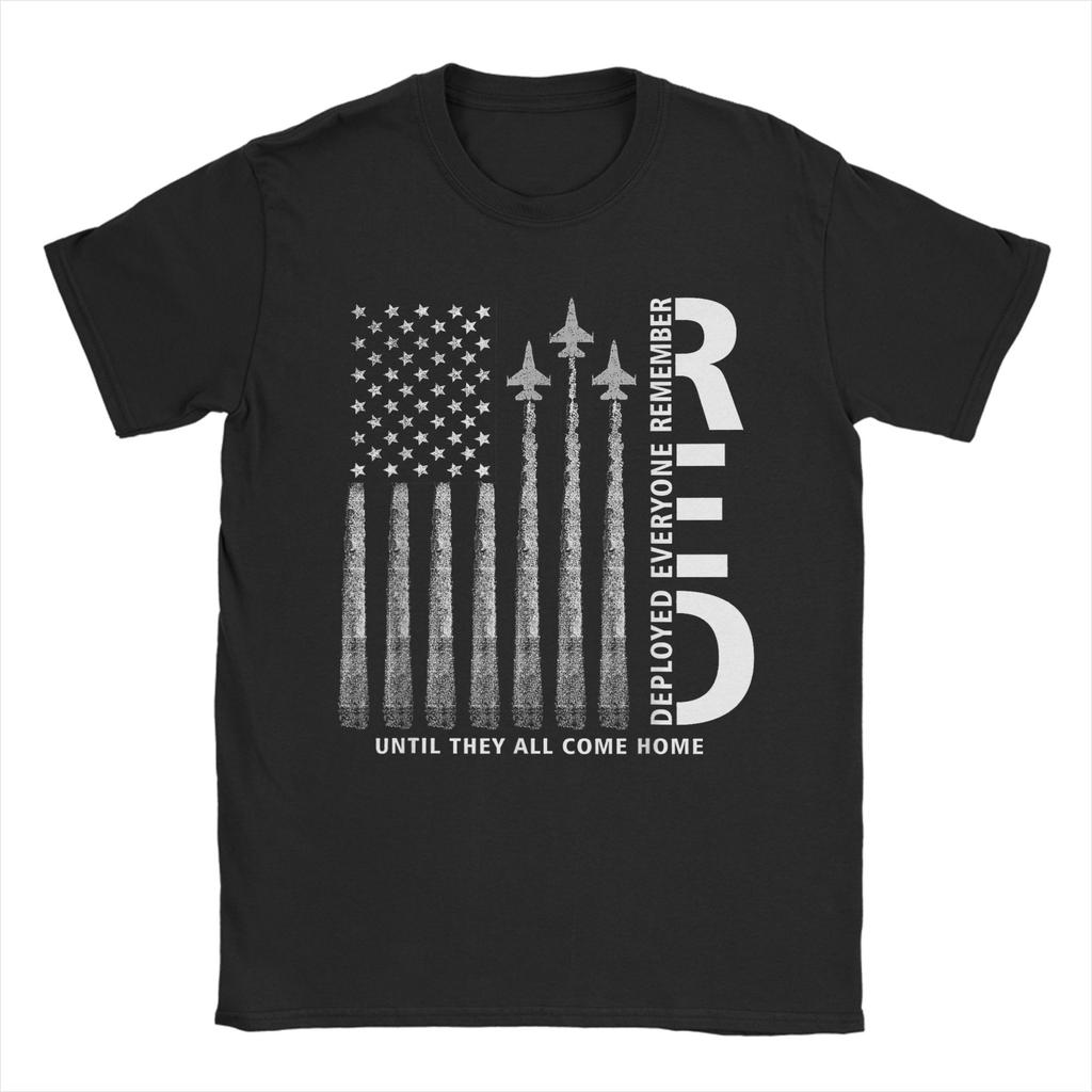 Remember Everyone Deployed RED Friday Military American Flag Unisexs T Shirts Tees Short Sleeve Round Neck TShirts Clothing