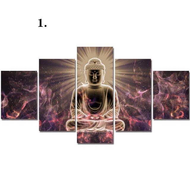 

HD Print Modular 5 PiecesBuddhism Meditation Posters Canvas Painting Art Modern Home Decor for Living Room Wall Picture No Frame 20x35 20x45 20x55cm