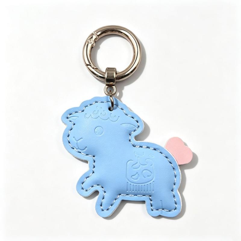 Sheep Pendant With Spring Buckle Pu Leather Bag Charms For Girls Handbags Backpack Decor Accessories Trendy Gift