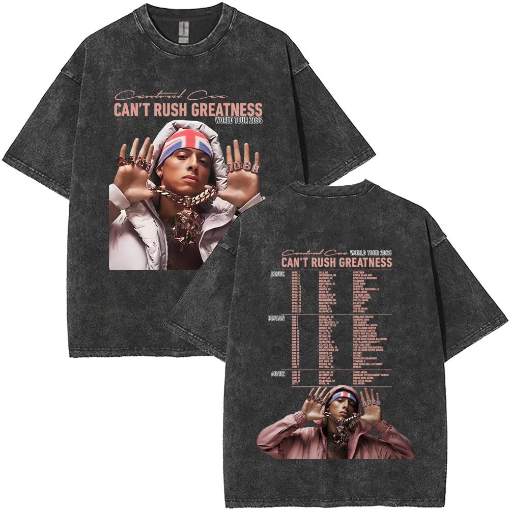 Washed Vintage Rapper Central Cee Face Graphic Tshirt Men Women Hip Hop Fashion Short Sleeve T Shirts Mens Oversized Streetwear