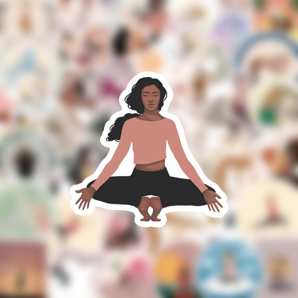 60Pcs Yoga Fitness Sports Cartoon Stickers Creative Decoration Phone Case Water Cup Laptop Guitar Waterproof Decals Toy