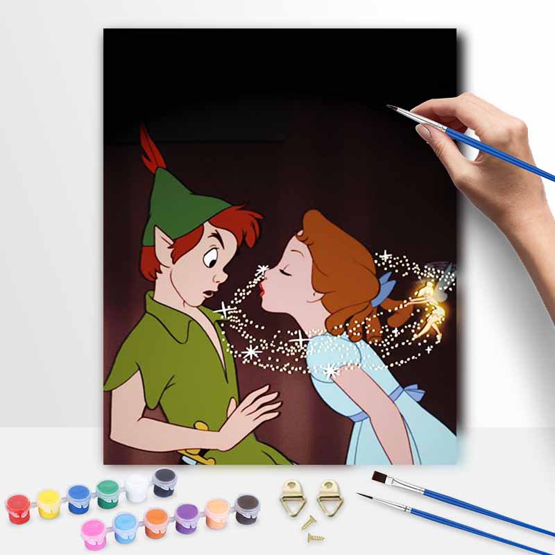 Disney oil painting painting art Peter Pan and Wendy handmade diy painting home decoration gift