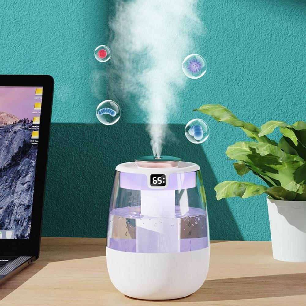 

Dual Mist Desktop Air Humidifier with Humidity Display for Bedroom Office Living Room White
