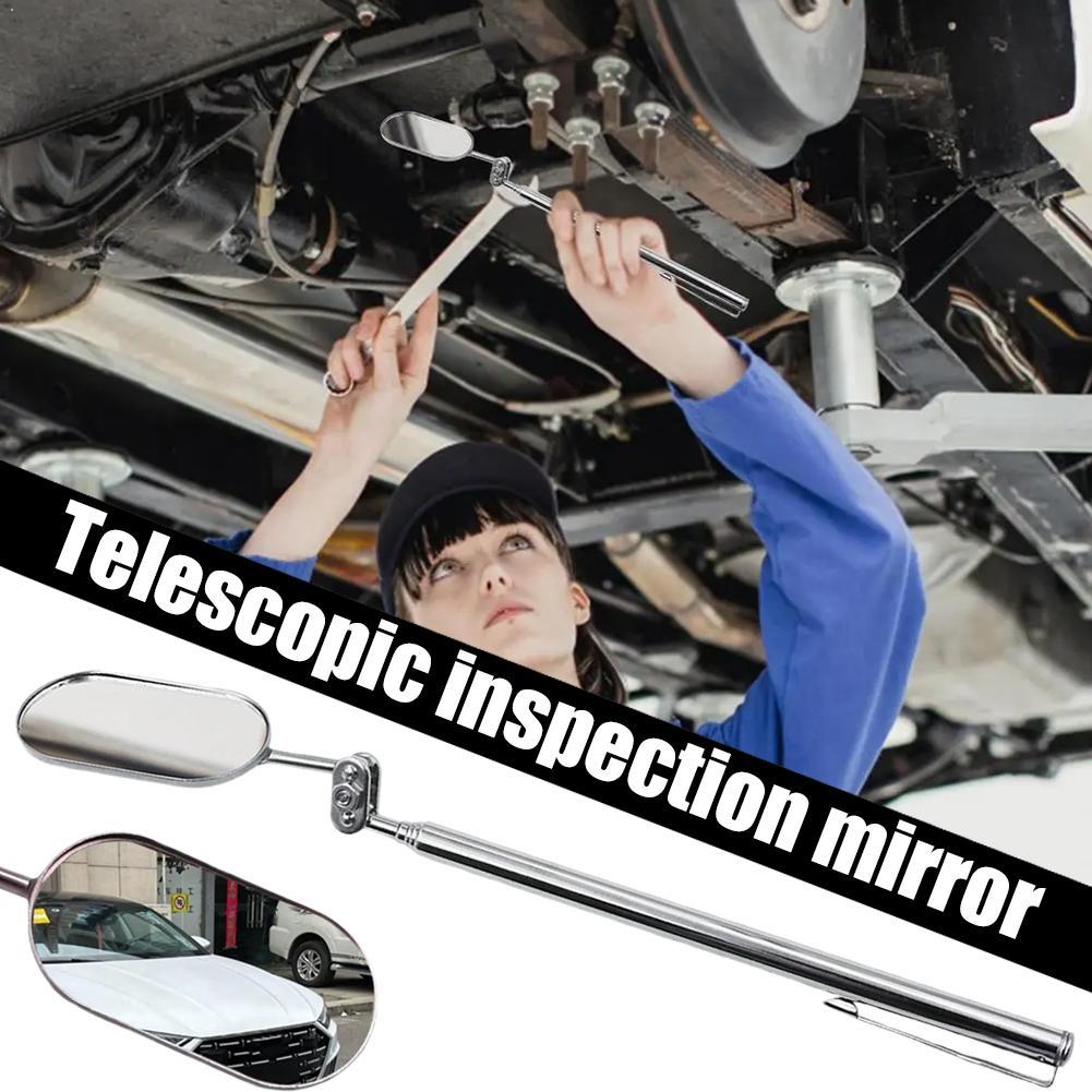 Car Telescopic Inspection Mirror 360-degree Rotating Ball Joint Automobile Repair Folding Elliptical Retractable Mirror Tool