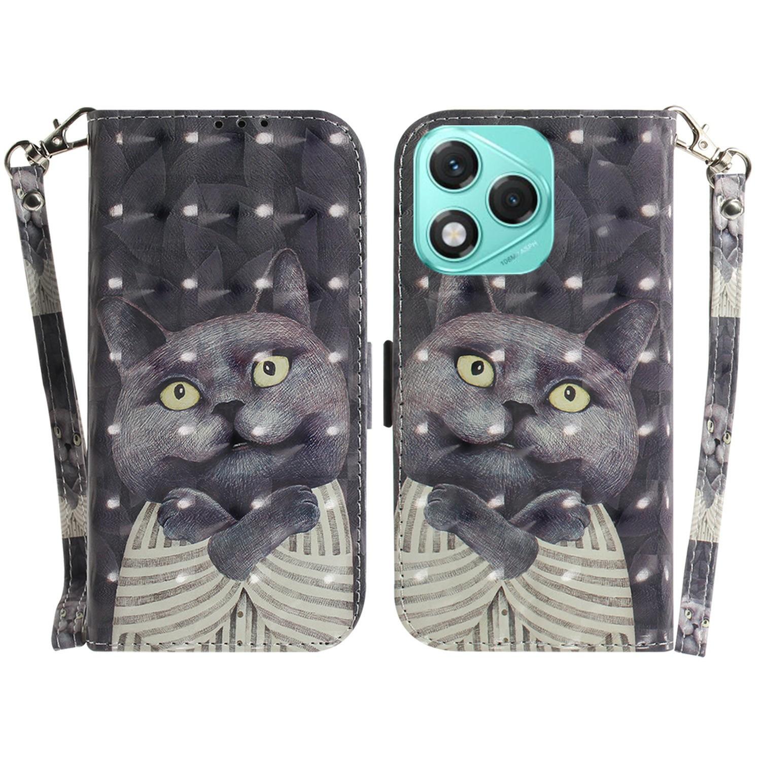 

For Honor 400 Lite 5G Case Pattern Printing Leather Wallet Phone Cover with Wrist Strap G