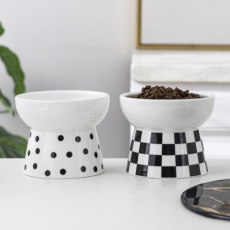 Ceramic High Foot Pet Bowl Cat Food Bowl Protects Cervical Vertebrae Pet Supplies
