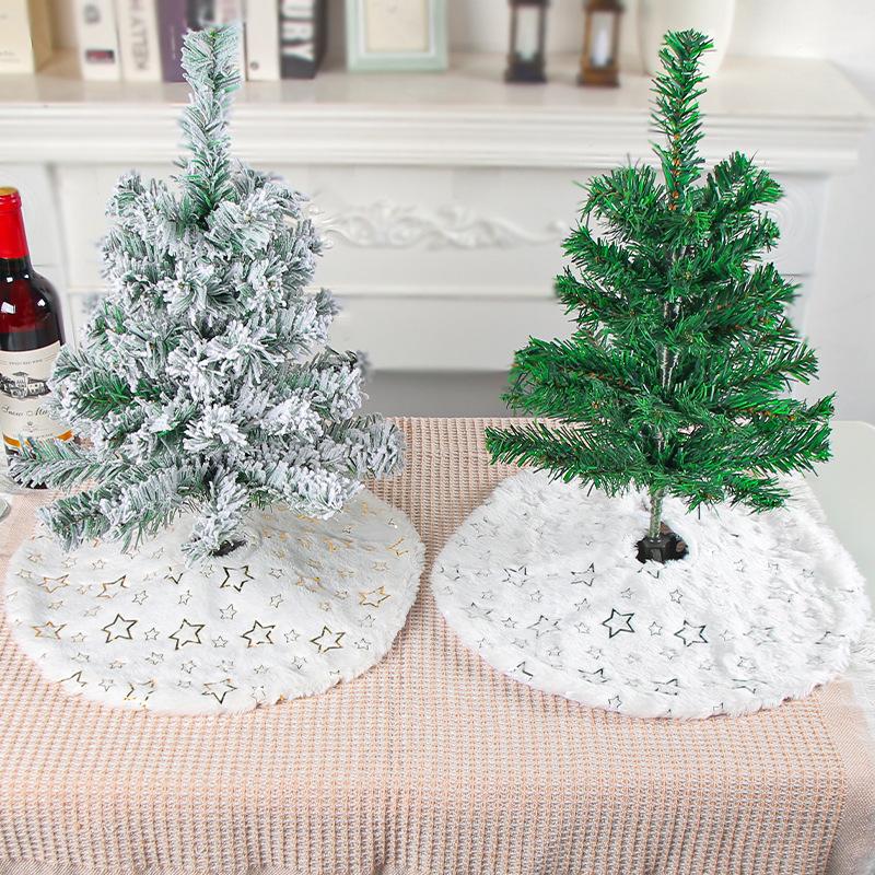 Snow Mini Christmas Tree Skirt Desktop Christmas Tree Base Decoration Cute Star Tree Skirt Ornaments