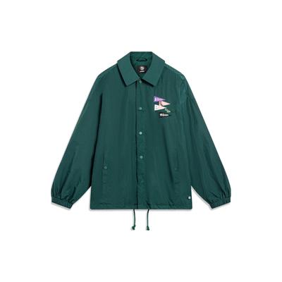 Sērijas pretējs grafisks apdruka, atlokāma apkakle, brīvs vīriešu žaketes, zaļa AFDT439-1