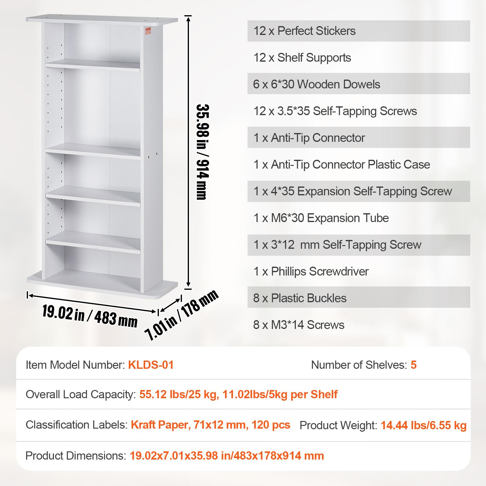

SucceBuy Media Storage Cabinet DVD Shelf Holds Adjustable CD Shelves 5/12/16/36 Compartments Protects and Organizes Music Movie