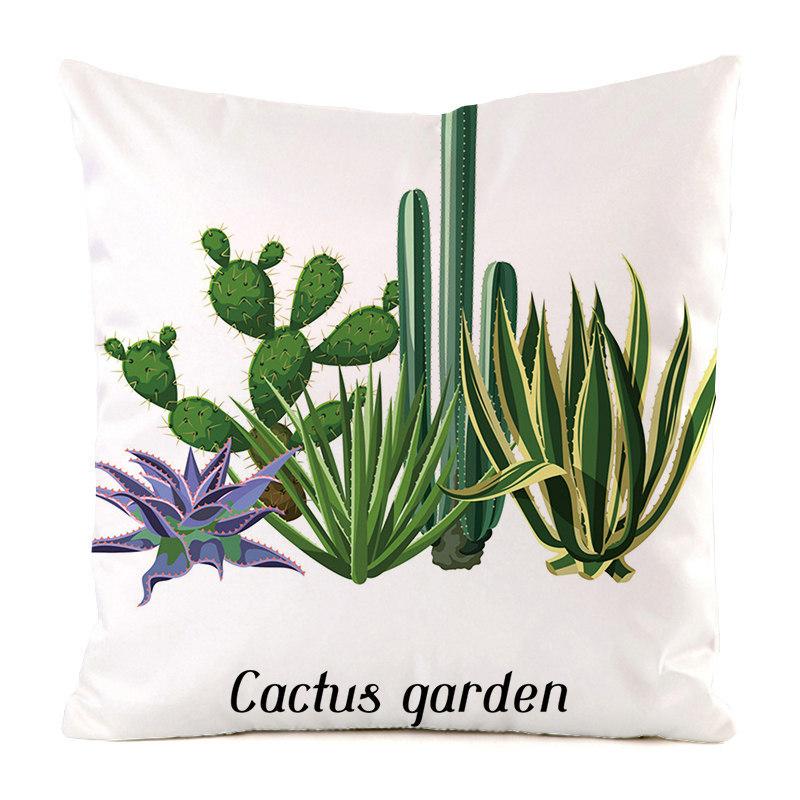 Cartoon Minimalist Cactus Style Digital Printing Short Plush Pillow Covers For Car Sofa Office Cushion Cover Home Goods