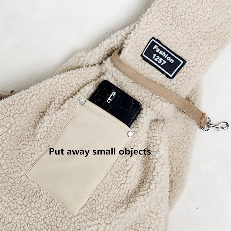 Portable Pet Carrier Bag Cats Small Dogs Up To 6kg Fleece Lined Warm Chest Harness Crossbody Winter Use