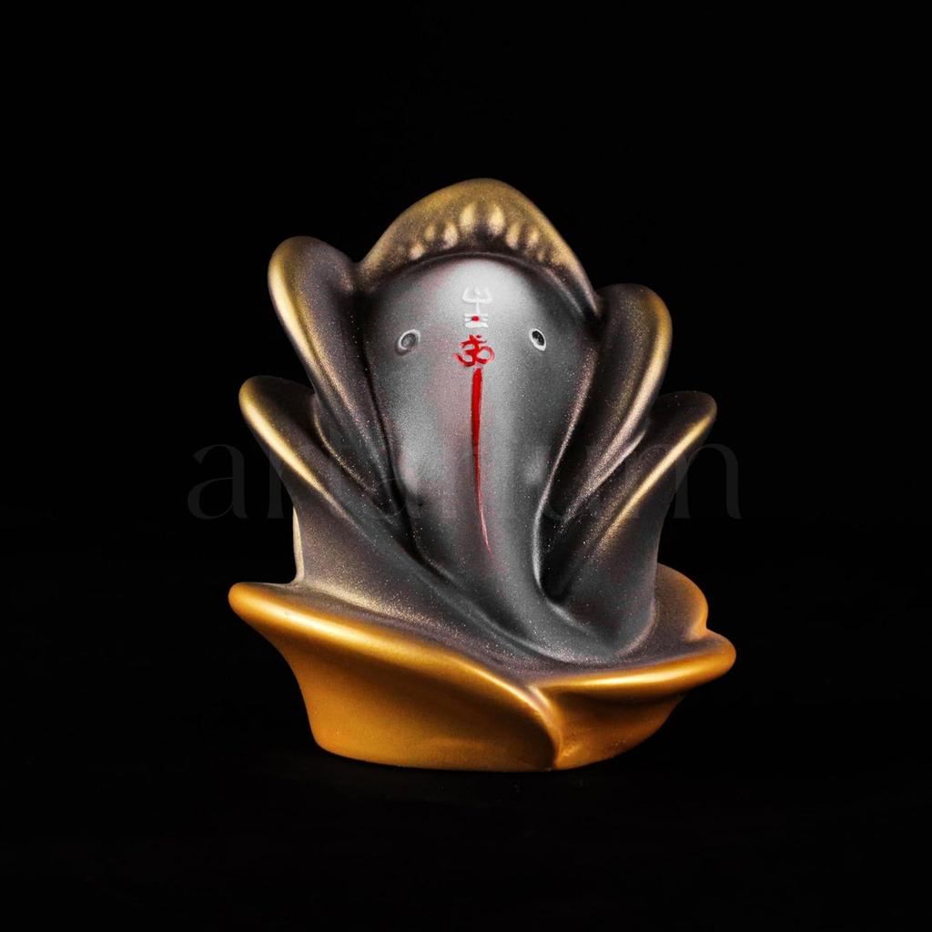 Rose Shape Ganesha Ji Idol Ganesha Ji Murti Ganesha Statue Figurine for Car Dashboard Decoration & Pooja Gifting Purpose Sculpture