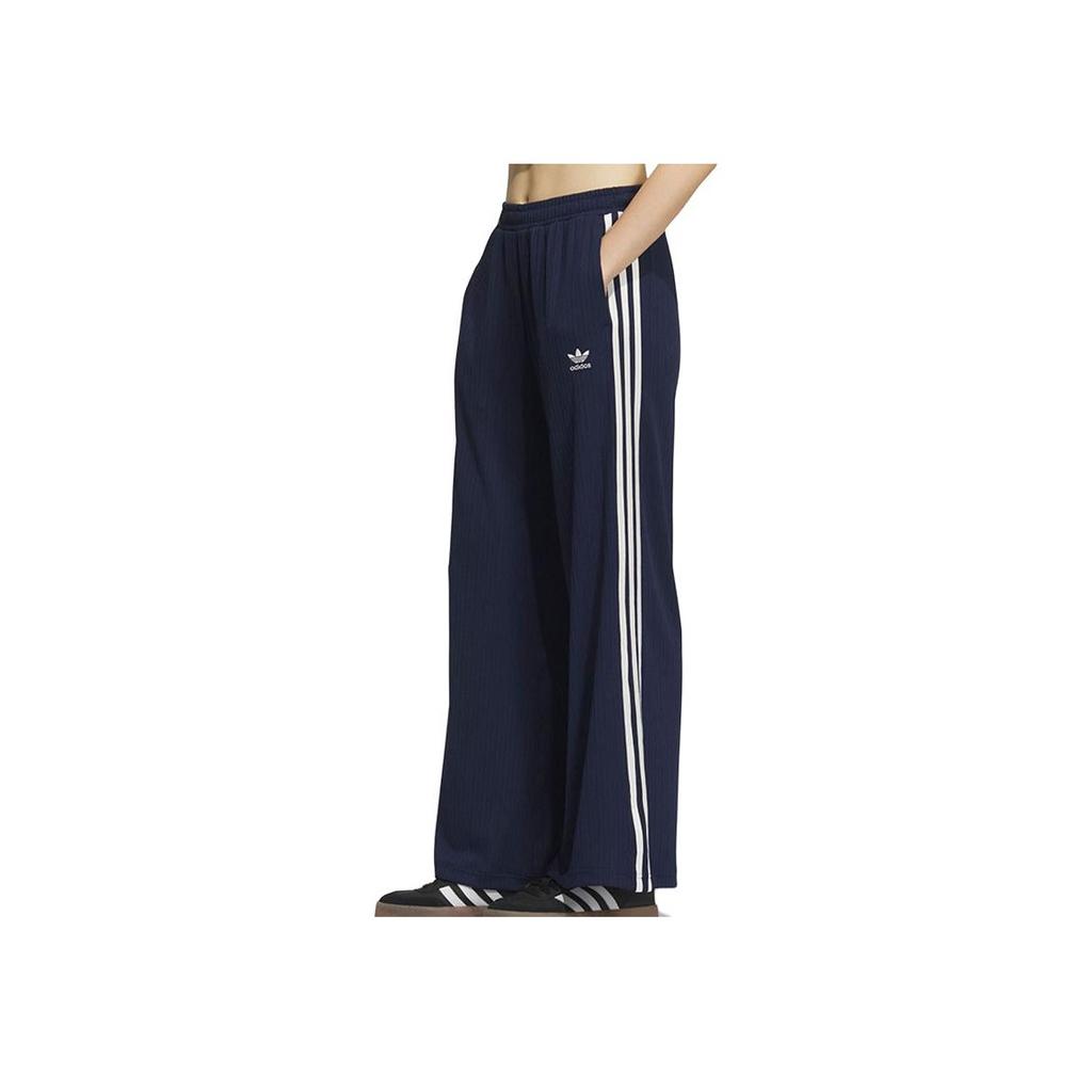 adidas Originale SS25 Gestreifte Weiche Bequeme Hautfreundliche Vielseitige Gestrickte Sporthose Damen Unterteile Dunkelblau KB8948