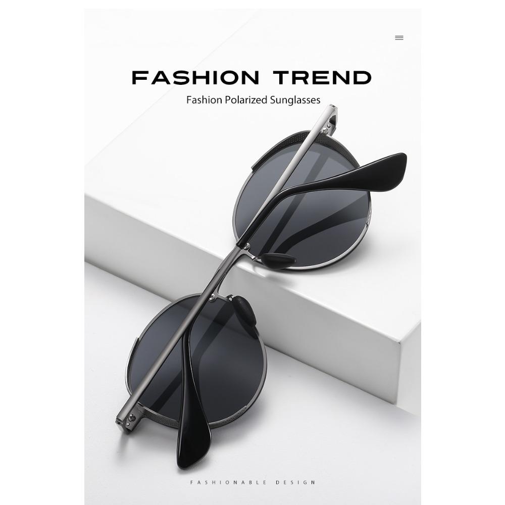 aoron Round Frame Cross-border Sunglasses Men's Metal Polarized Fashion Sunglasses