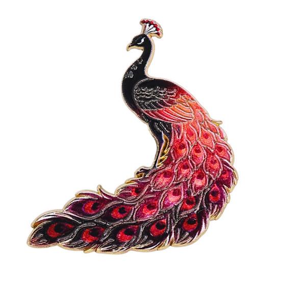 Brooch Pin Gradient Color UV Printing Peacock Shape Zinc Alloy Pin Suits Coats Sweaters Badge Versatile Accessories