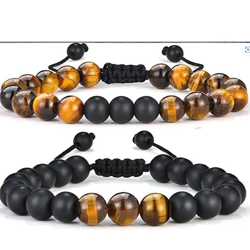 Multicolor Alloy & Volcanic Stone Yoga Bracelet with Turquoise & Tiger Eye Beads
