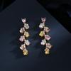 copper Exquisite Zircon Color Love Long Earrings Tassel Luxurious Temperament Colorful Zircon Stud Earrings Party Gift