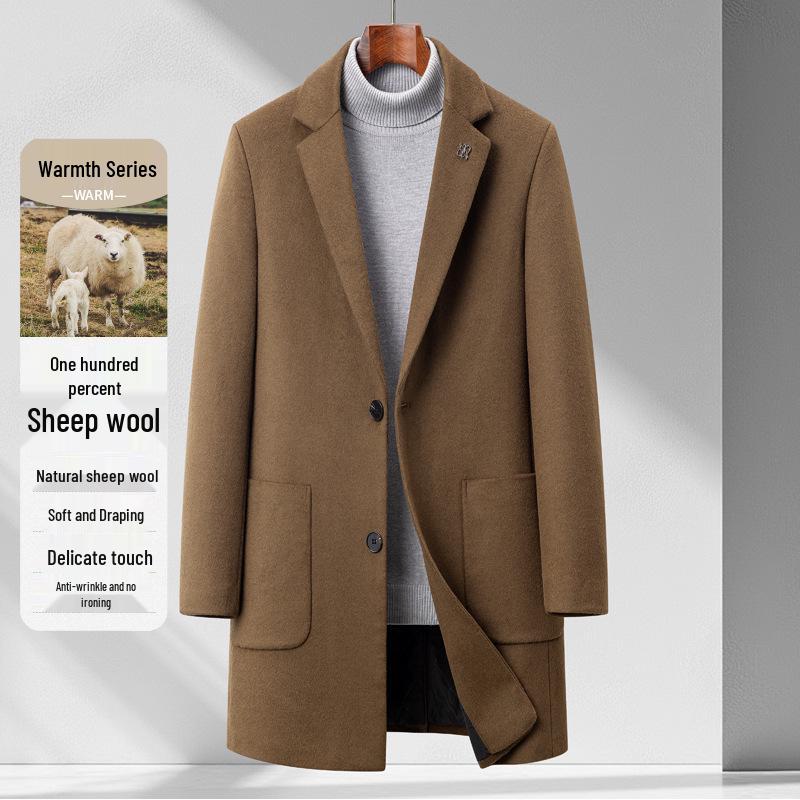 Men's Pure Wool Coat: Spring/Autumn Business Casual Suit Jacket & Versatile Loose Trousers