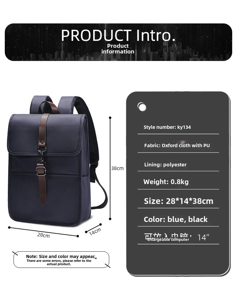 14-Inch Waterproof Oxford Business Backpack – Unisex Korean Style for Commuting