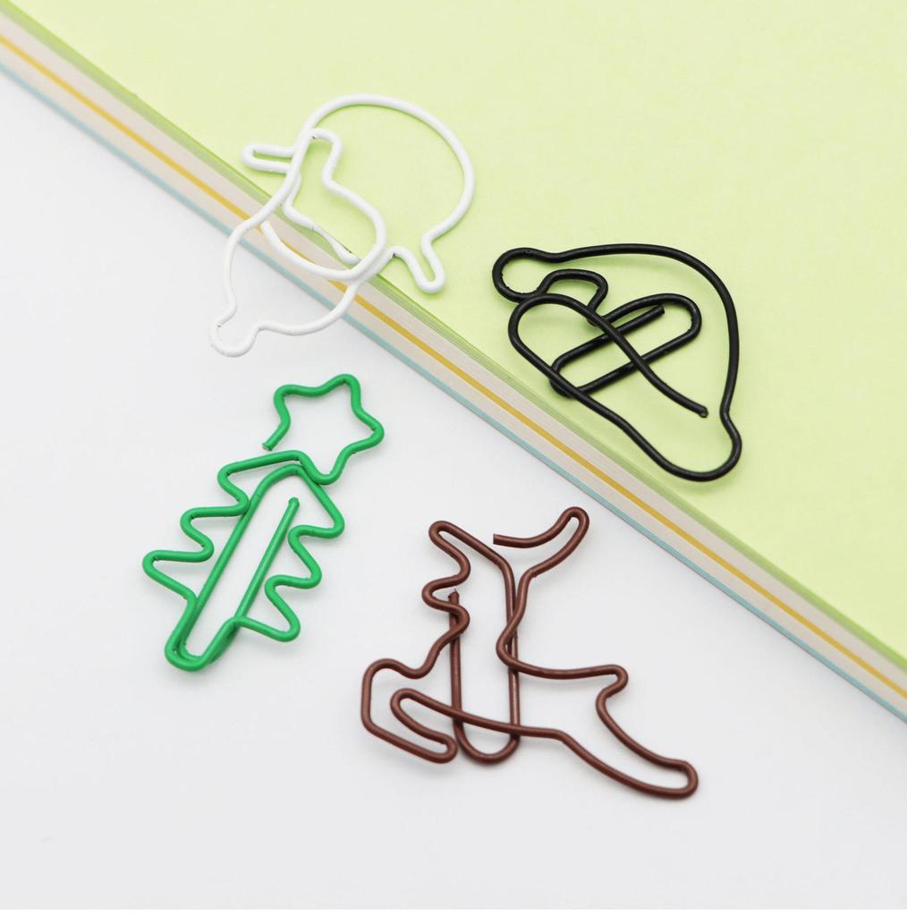 Christmas Cartoon Paper Clips: Santa, Snowman, Reindeer, Socks, Tree-Shaped Clips