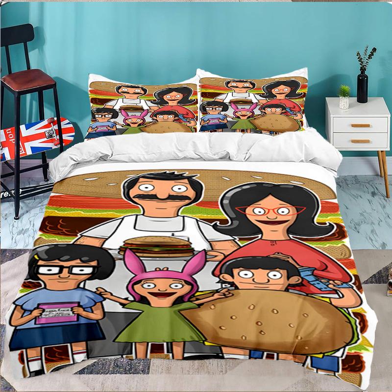 3PCS Bob'S Burgers Bedding Set,Including 1pc Duvet Cover And 2pcs Pillowcases Perfect for Bedroom, Dormitory, Large size Fan Christmas gift