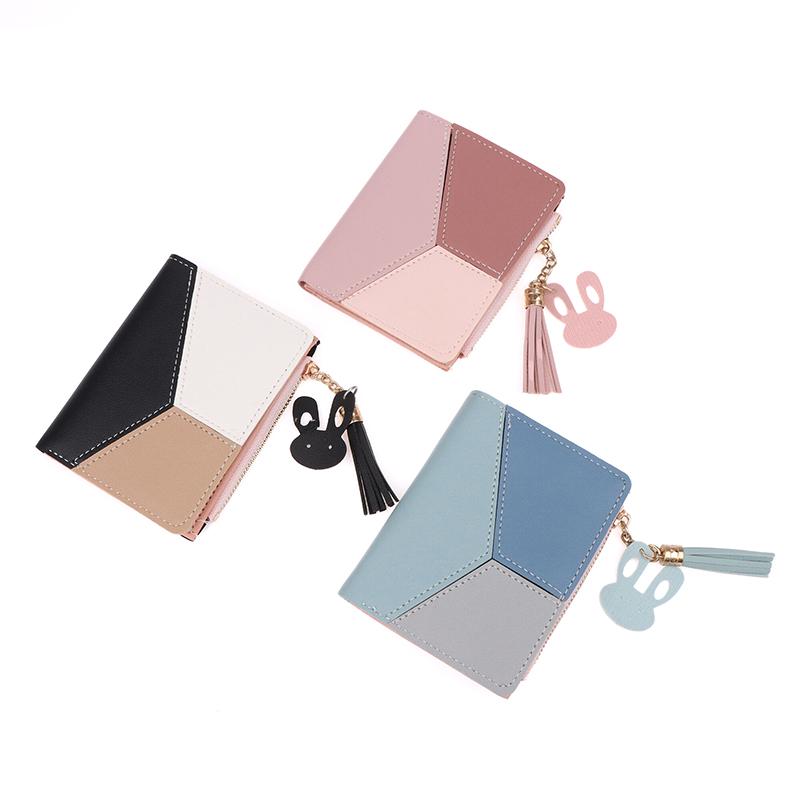 1Pc Geometric Women Cute Wallets Pocket Purse Card Holder Patchwork Wallet Lady Female  Short Coin Purse Money Bag