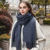 Womens Wool Blend Scarf Winter Warm Shawl Soft Solid Color Knit Wrap With Fringe Korean Style