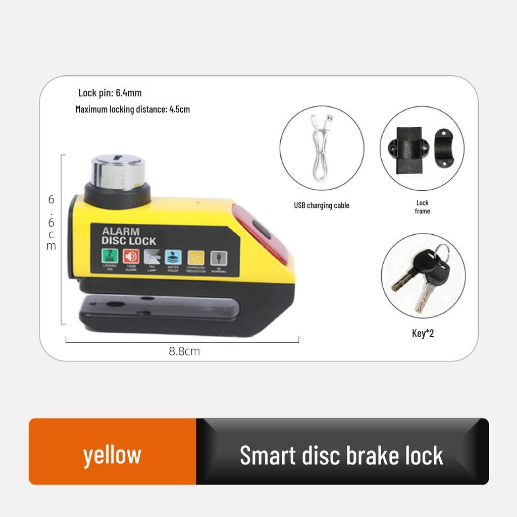 Blocca Disco Freno Antifurto Universale per Auto, Moto e Biciclette con Sistema di Allarme