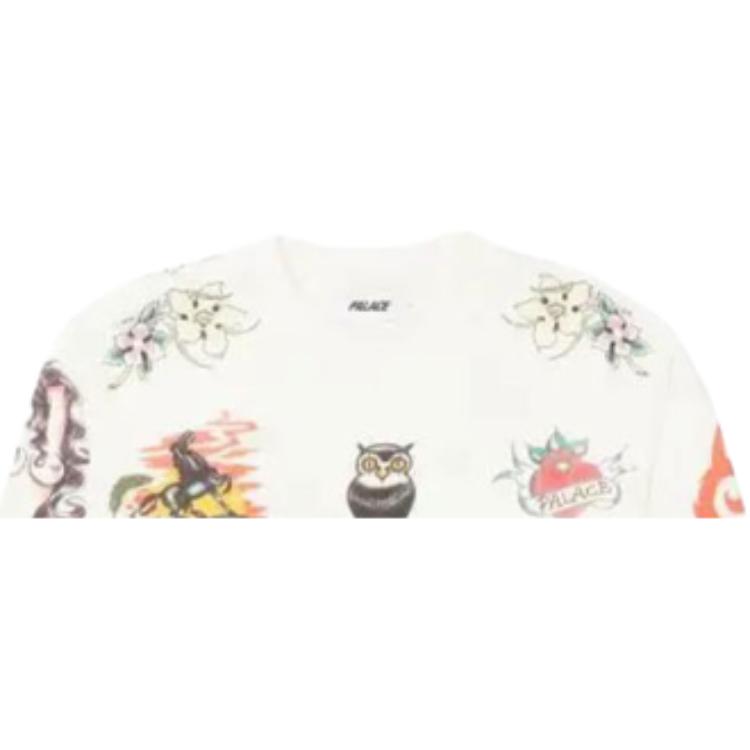 Palace Inky Long Sleeve Sweatshirt Unisex tops White P19ES053