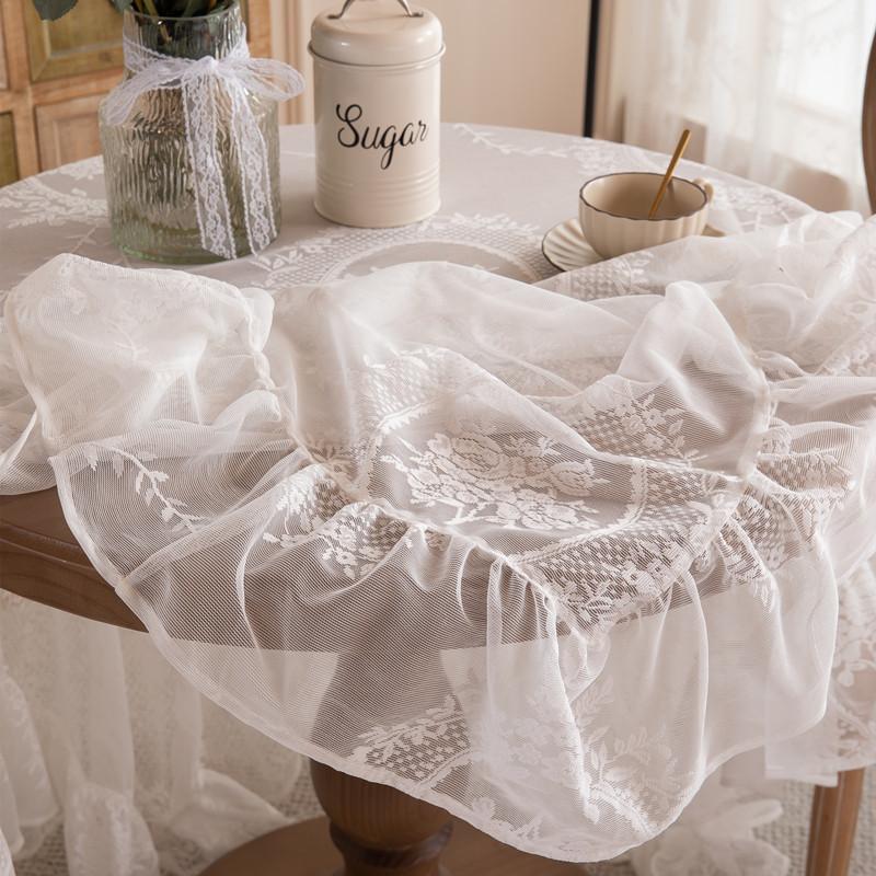 French Romantic Pastoral Lace Tablecloth Dessert Table Wedding Decoration Photo Coffee Table Tablecloth Dining Table Cloth Large Round Table
