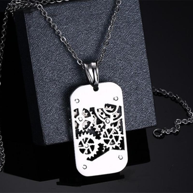 Steampunk Machine Pendants Jewelry Stainless Steel Rotatable Gear Design Men Mechanical Manual Pendants&Necklaces