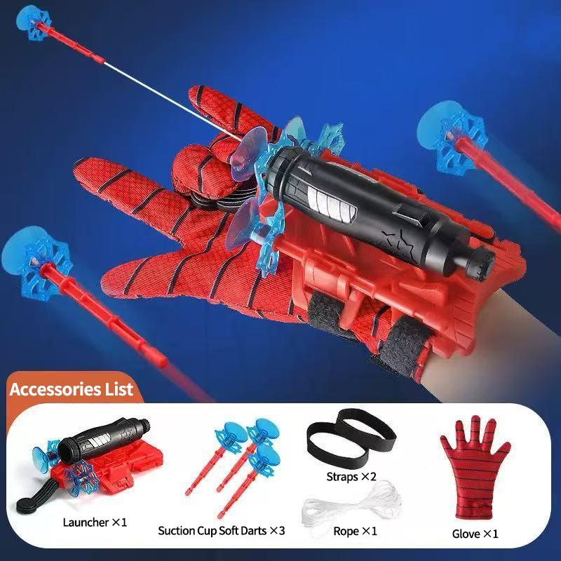 Spider Man Toys Spider Silk Emitter Gloves Spider Man Launcher Toys Birthday Gifts Spider Man Fans Wrist Suction Cup Gloves Toys (As shown-19508)-
