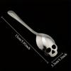 Halloween Spoon,Stainless Steel Skull Head Spoon with Hole,Multifunctional Kitchen Spoon,Halloween Decorative Spoon