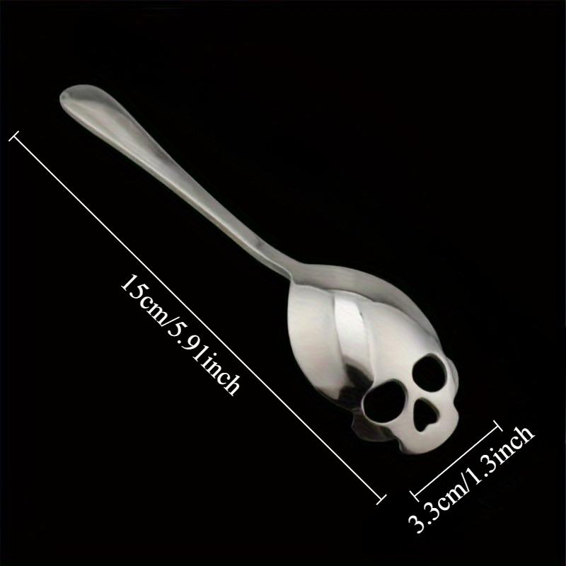 Halloween Spoon,Stainless Steel Skull Head Spoon with Hole,Multifunctional Kitchen Spoon,Halloween Decorative Spoon