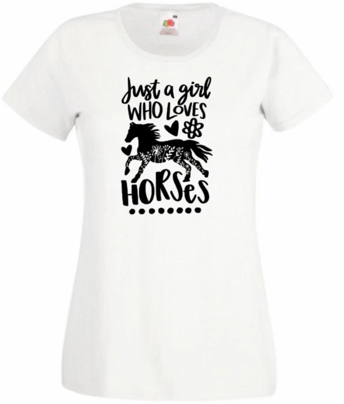 

Just a girl who loves Horses white cotton FOTL kids top t shirt 160