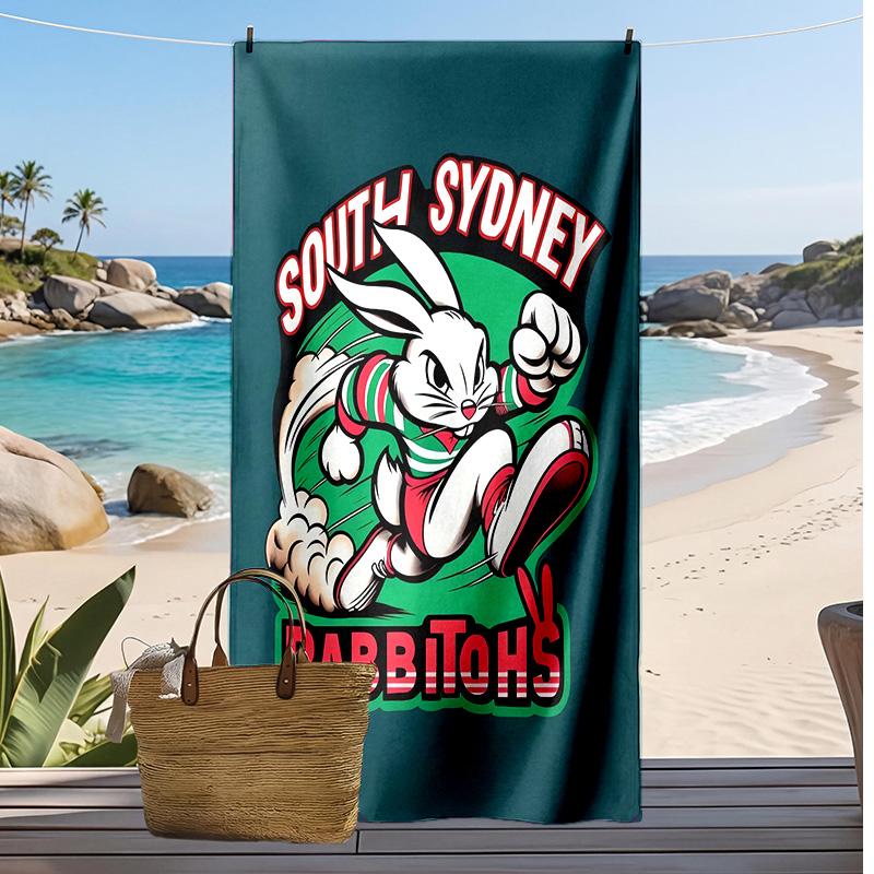 South Sydney Rabbitohs Print Beach Towel Soft Portable Quick?dry Towel For Pool Summer Vacation Outdoor Sport