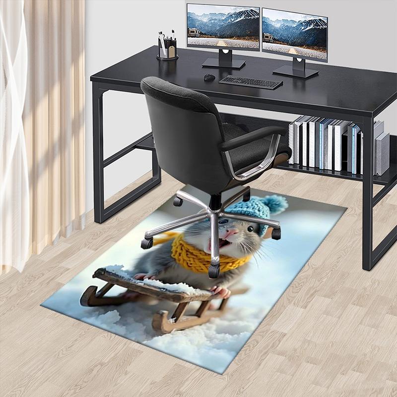 

1pc Anime Cartoon Design Winter Hat Mouse Chair Mat - Festive Gift for Office Chairs, Living Room, Bedroom, Game Room & Dormitory - Seasonal Gift.C043 60cm by 90cm