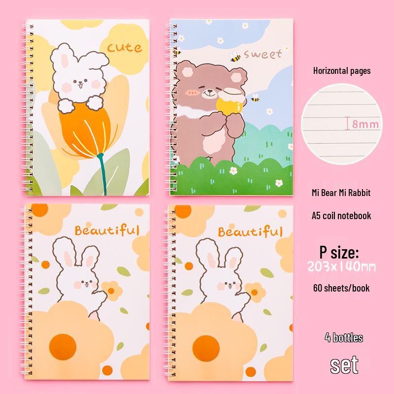 A5 Girly Style Cute B5 Ring Binder Notebook with Coil - Simple and Literary Design